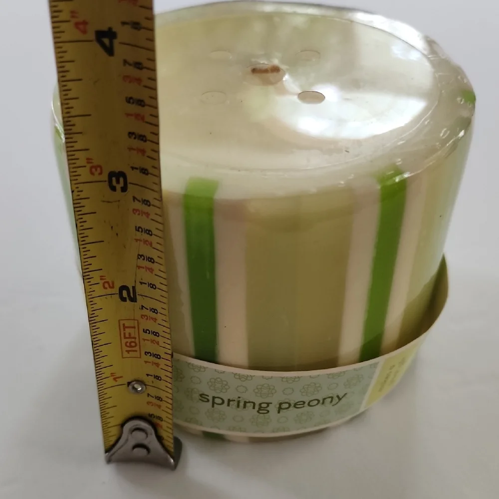 Vintage Martha Stewart Green and Cream Striped Spring Peony 🌸 Scented Candle